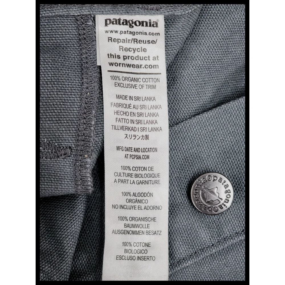 Patagonia Stand Up Bib Utility Shortalls Overalls Organic Cotton Green Gray XS - Picture 8 of 12